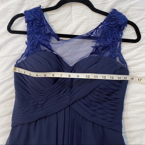 Morilee Madeline Gardner Chiffon Bridesmaid Dress Embroidered Gown Blue Size 8 - Picture 10 of 14